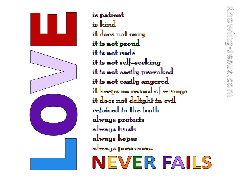 1 Corinthians 13:8 Love Never Fails (white)